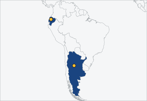 Map of MAHA events in South America